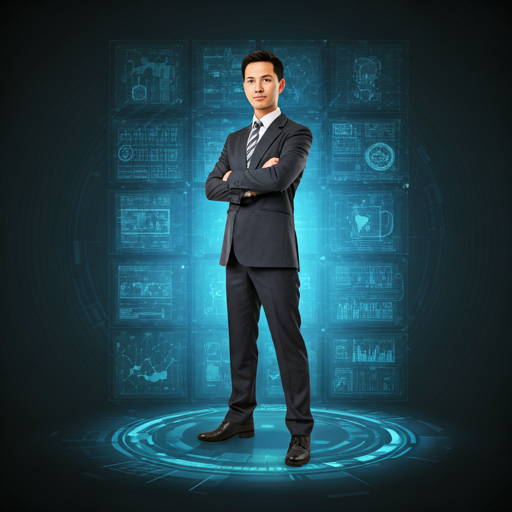 High tech team in futuristic command center